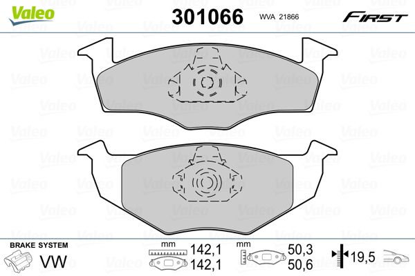 Bremsbelagsatz, Scheibenbremse VALEO 301066