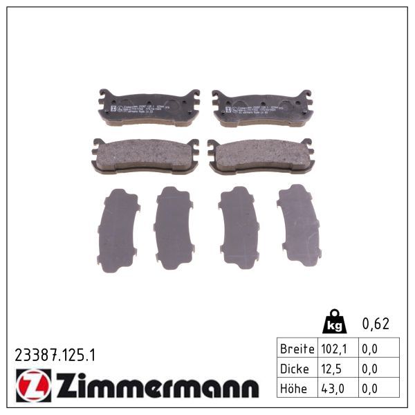 Bremsbelagsatz, Scheibenbremse ZIMMERMANN 23387.125.1