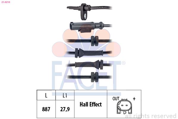 Sensor, Raddrehzahl FACET 21.0210