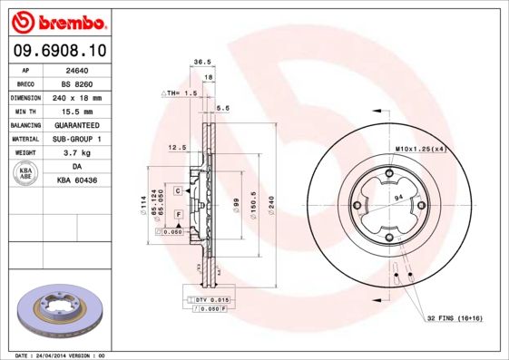 Bremsscheibe BREMBO 09.6908.10