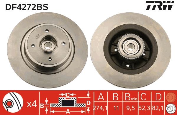 Bremsscheibe TRW DF4272BS