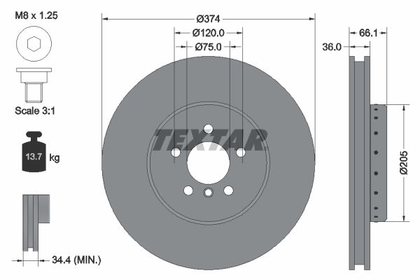 Bremsscheibe TEXTAR 92266025