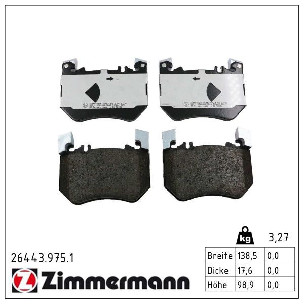 Bremsbelagsatz, Scheibenbremse ZIMMERMANN 26443.975.1