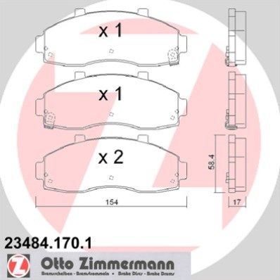 Bremsbelagsatz, Scheibenbremse ZIMMERMANN 23484.170.1