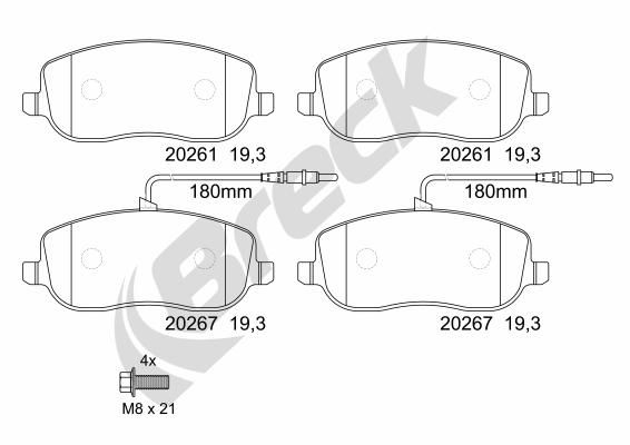 Bremsbelagsatz, Scheibenbremse BRECK 20261 00 701 00
