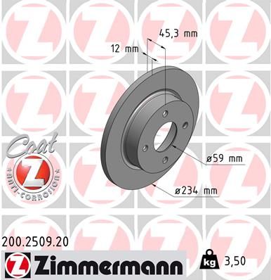 Bremsscheibe ZIMMERMANN 200.2509.20