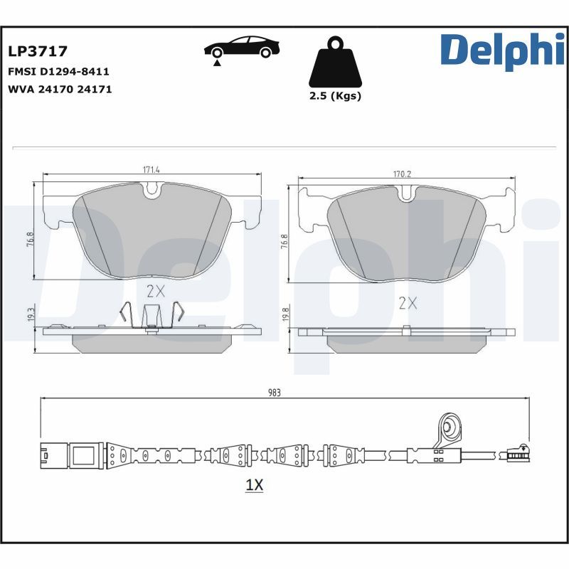 Bremsbelagsatz, Scheibenbremse DELPHI LP3717