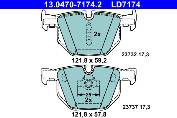 Bremsbelagsatz, Scheibenbremse ATE 13.0470-7174.2