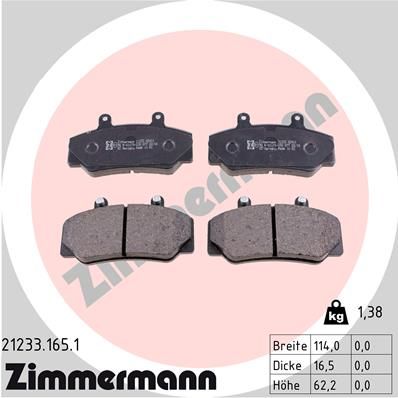 Bremsbelagsatz, Scheibenbremse ZIMMERMANN 21233.165.1