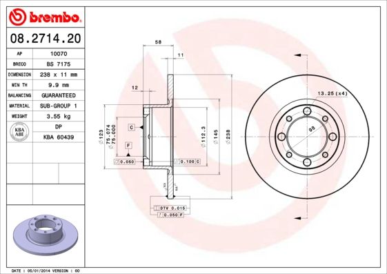 Bremsscheibe BREMBO 08.2714.20