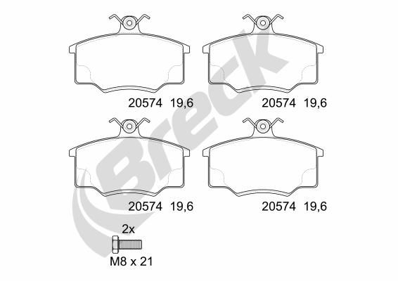 Bremsbelagsatz, Scheibenbremse BRECK 20574 10 701 00