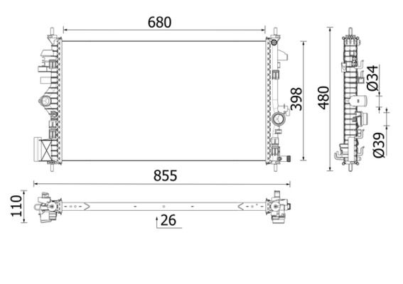 Kühler, Motorkühlung MAHLE CR2265000P
