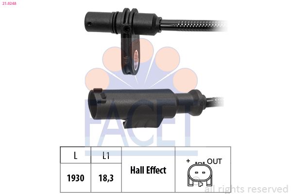 Sensor, Raddrehzahl FACET 21.0248