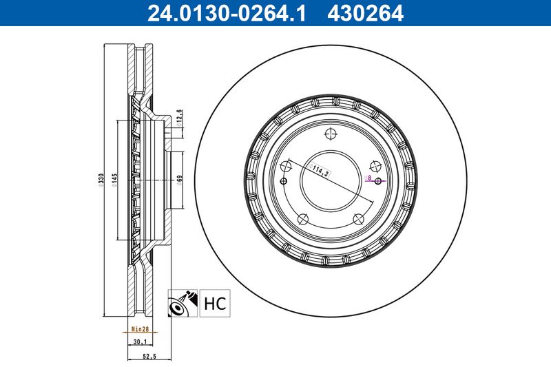 Bremsscheibe Ate 24.0130-0264.1