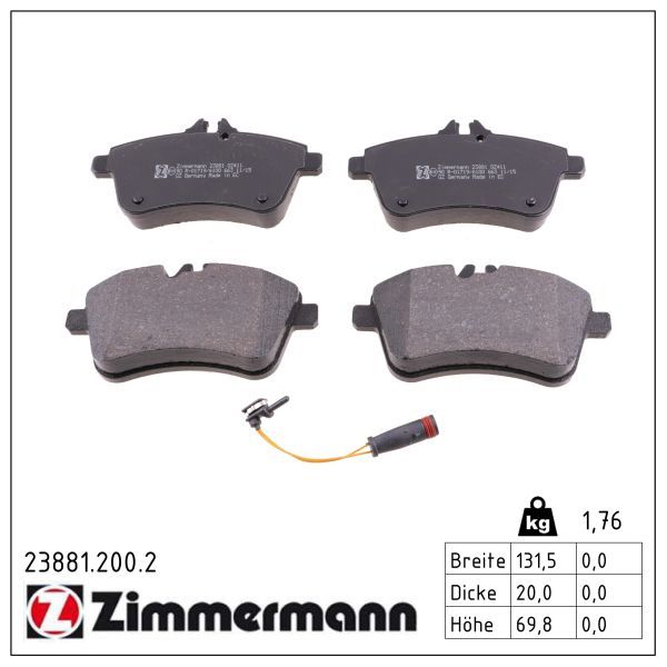 Bremsbelagsatz, Scheibenbremse ZIMMERMANN 23881.200.2