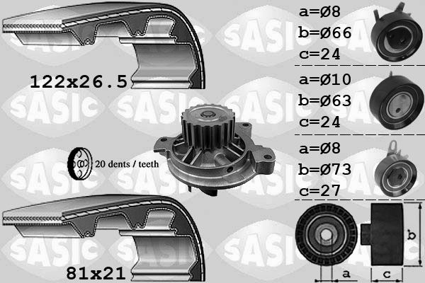 Wasserpumpe + Zahnriemensatz SASIC 3906052
