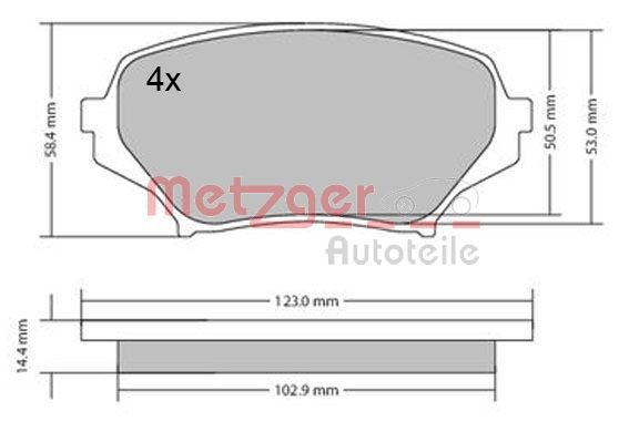 Bremsbelagsatz, Scheibenbremse METZGER 1170589