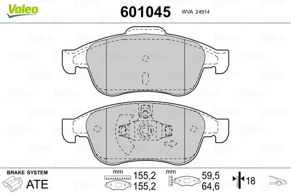 Bremsbelagsatz, Scheibenbremse VALEO 601045