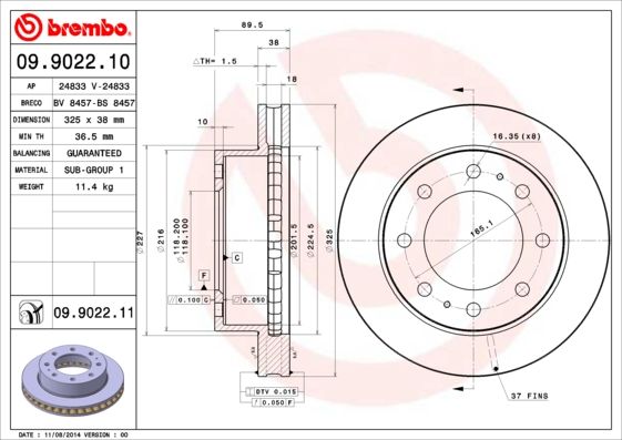 Bremsscheibe BREMBO 09.9022.10