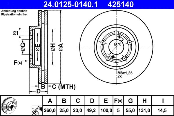 Bremsscheibe ATE 24.0125-0140.1