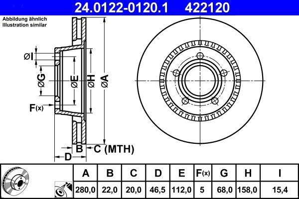 Bremsscheibe ATE 24.0122-0120.1