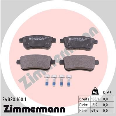 Bremsbelagsatz Bremsbeläge ZIMMERMANN 24820.160.1