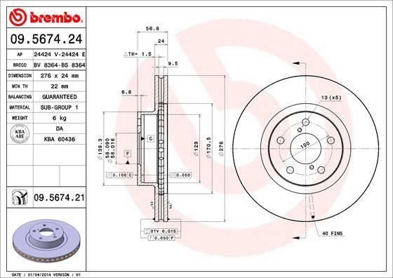 Bremsscheibe BREMBO 09.5674.24