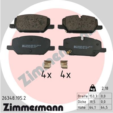 Bremsbelagsatz Bremsbeläge ZIMMERMANN 26348.195.2