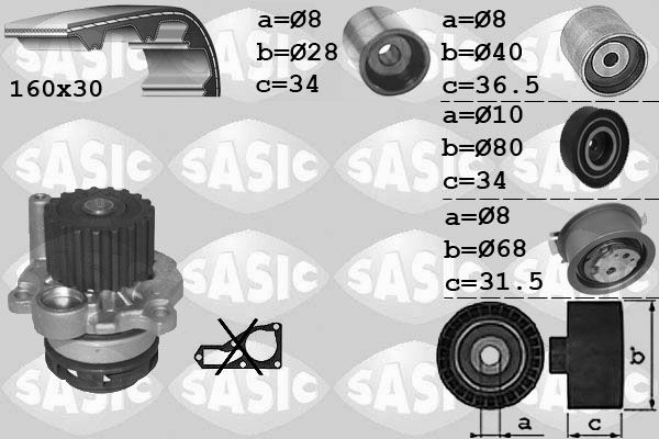Wasserpumpe + Zahnriemensatz SASIC 3906082
