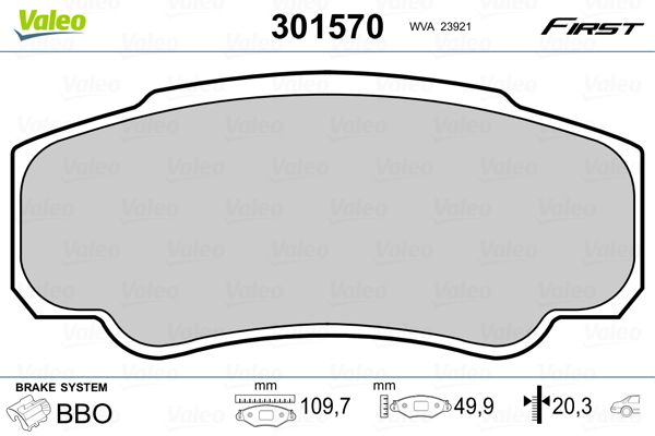 Bremsbelagsatz, Scheibenbremse VALEO 301570