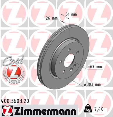 Bremsscheibe ZIMMERMANN 400.3603.20