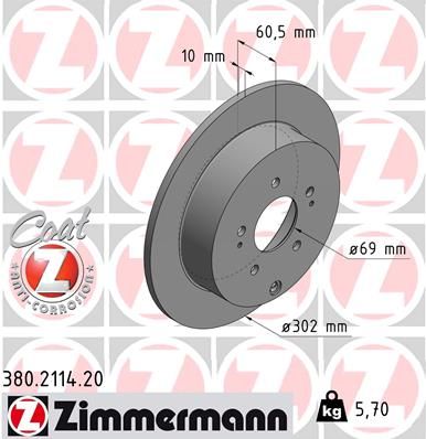 Bremsscheibe ZIMMERMANN 380.2114.20