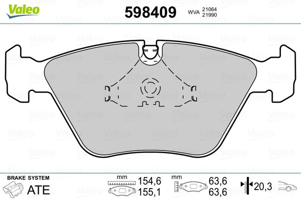 Bremsbelagsatz, Scheibenbremse VALEO 598409