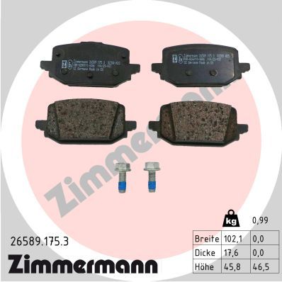 Bremsbelagsatz Bremsbeläge ZIMMERMANN 26589.175.3