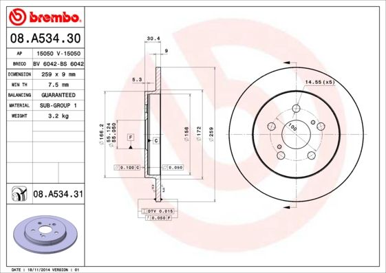 Bremsscheibe BREMBO 08.A534.31