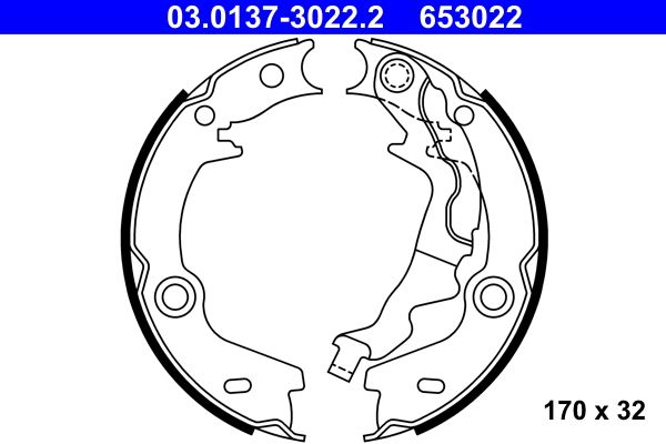 Bremsbackensatz, Feststellbremse ATE 03.0137-3022.2
