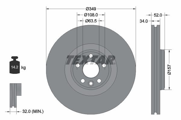 Bremsscheibe TEXTAR 92301805