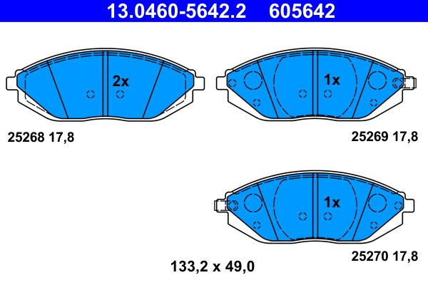Bremsbelagsatz, Scheibenbremse ATE 13.0460-5642.2