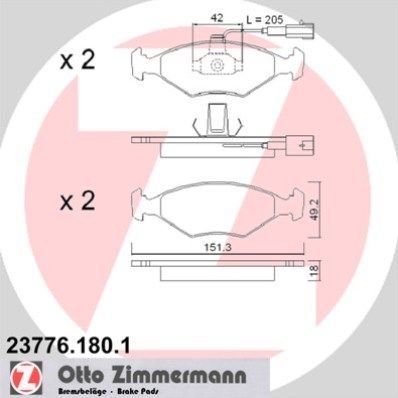 Bremsbelagsatz, Scheibenbremse ZIMMERMANN 23776.180.1