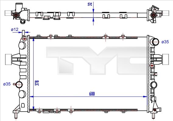 Kühler, Motorkühlung TYC 725-0041-r