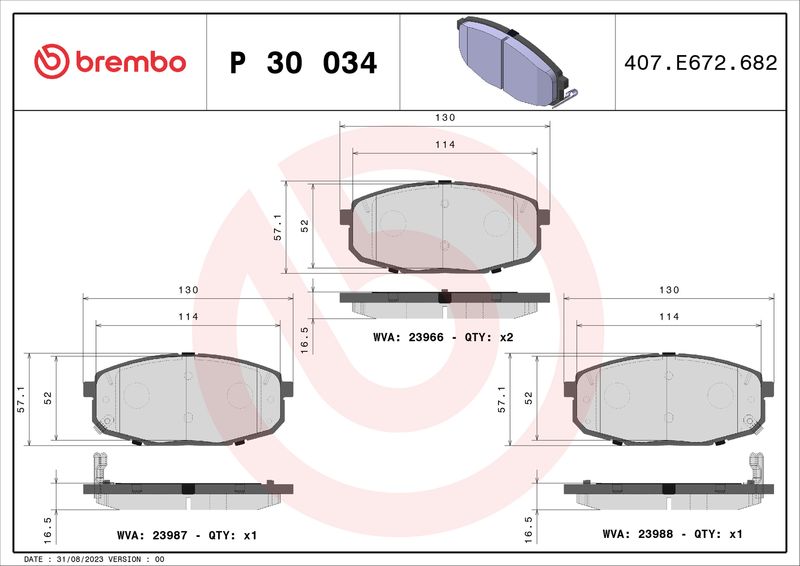 Bremsbelagsatz, Scheibenbremse BREMBO P 30 034X