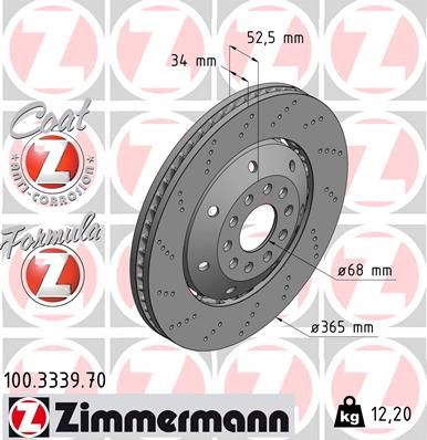 Bremsscheibe ZIMMERMANN 100.3339.70