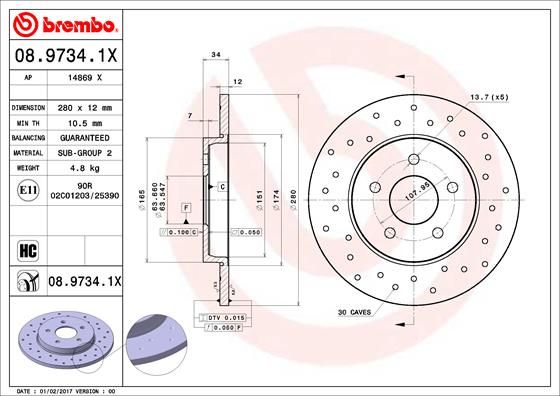 Bremsscheibe BREMBO 08.9734.1X