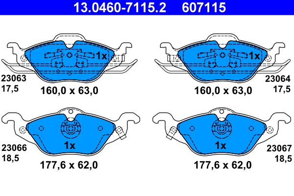 Bromsbeläggssats, skivbroms ATE 13.0460-7115.2