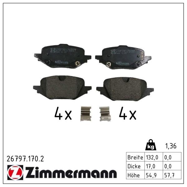 Bremsbelagsatz, Scheibenbremse ZIMMERMANN 26797.170.2