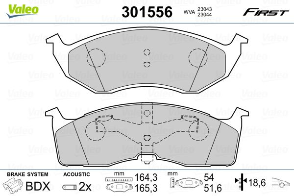 Bremsbelagsatz, Scheibenbremse VALEO 301556