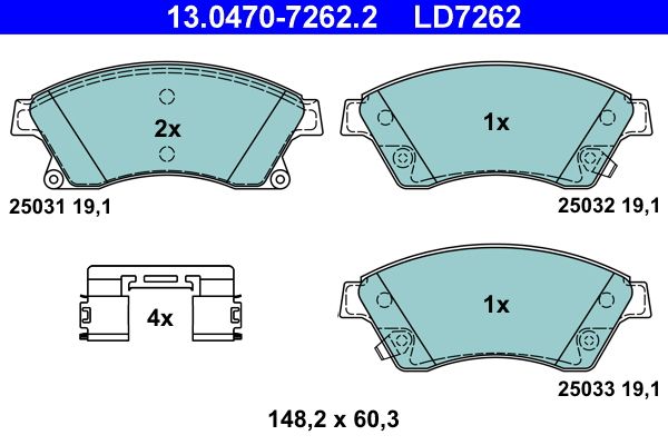 Bremsbelagsatz, Scheibenbremse ATE 13.0470-7262.2