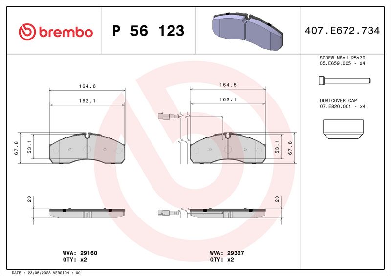 Bremsbelagsatz, Scheibenbremse BREMBO P 56 123