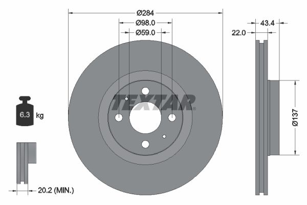 Bremsscheibe TEXTAR 92053503