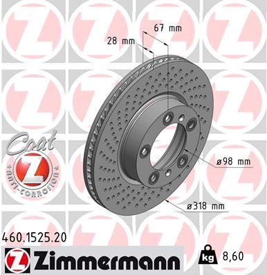 Bremsscheibe ZIMMERMANN 460.1525.20
